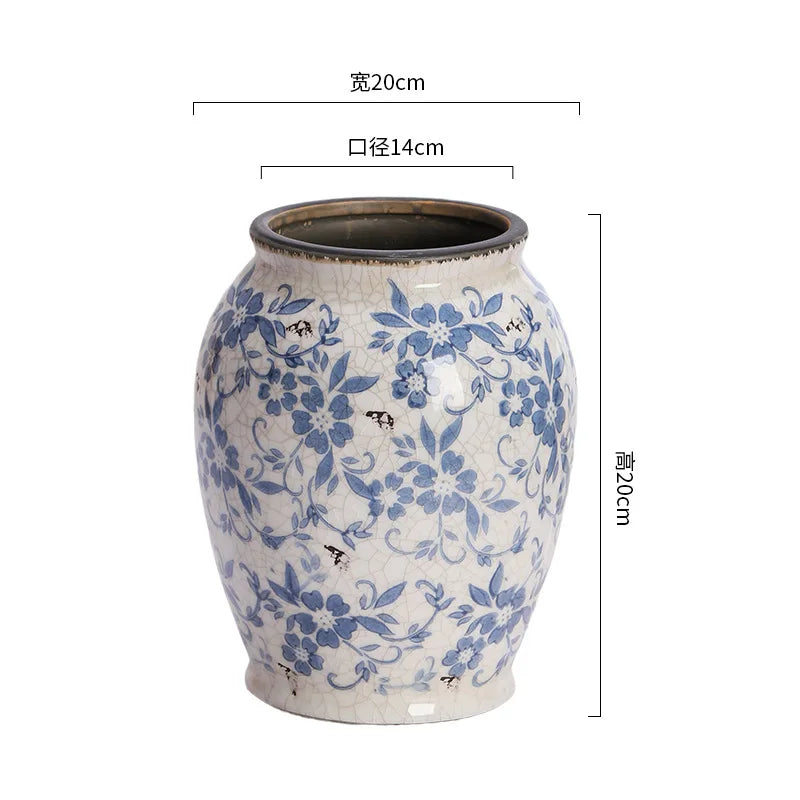 Blue And White Porcelain Vases Flower Arrangements Living Room Decorations Chinese Style Ceramic Home Decoration Retro Porcelain